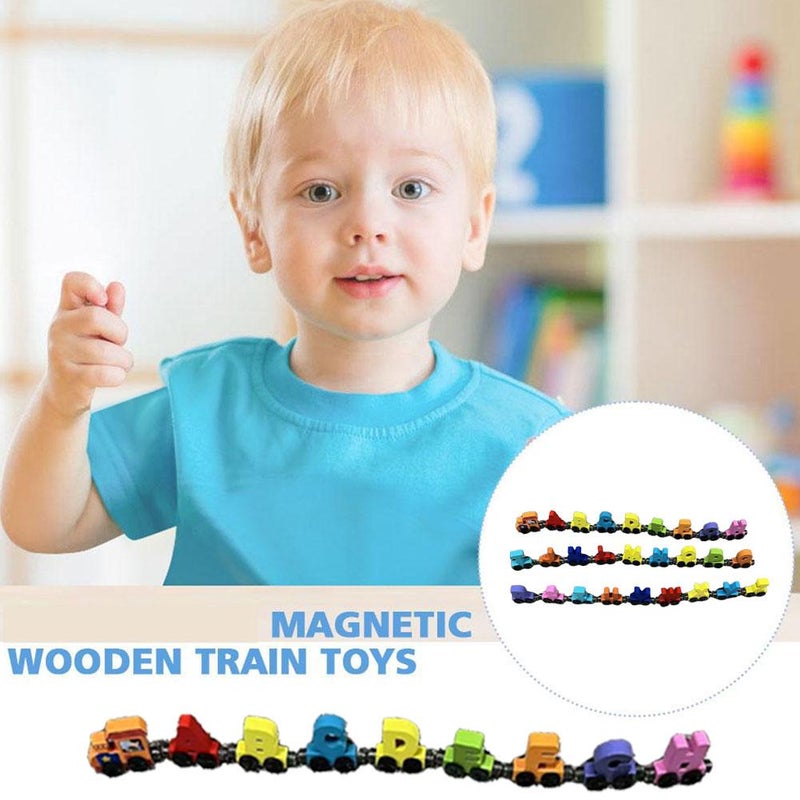 Wooden Train Set, 27pcs Abc Learning Toys, Alphabet Learning Toys, Wooden Magnetic Number Train for 3 4 5 6 7 Years Old Boys Girls - Image 4
